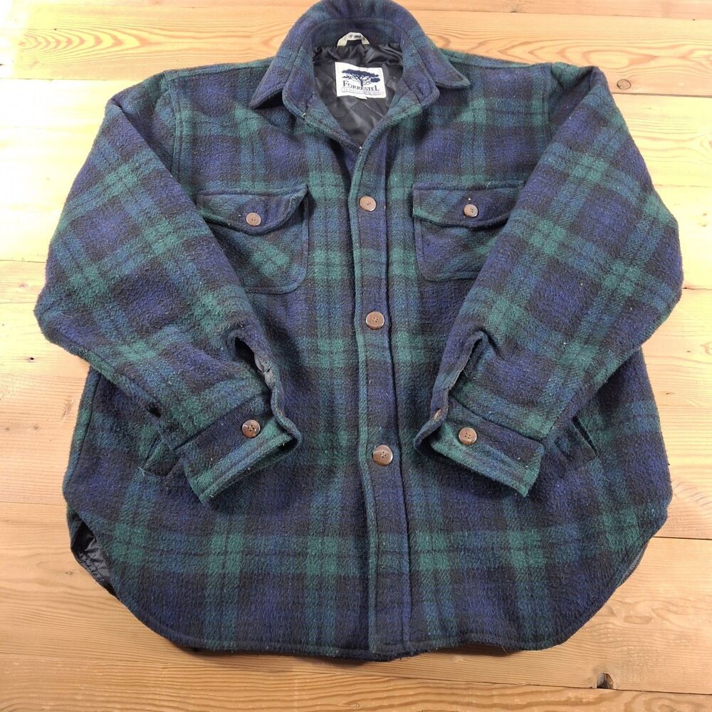 Vintage Mackinaw Wool Blrnd Jacket Forrestel Mens Large Plaid